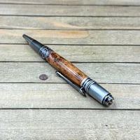 Image 7 of Handcrafted Cherry Burl Wood Pen: Antique Pewter Twist Ballpoint