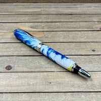Image 9 of Handmade Sedona Style Rollerball Pen in Blue, White, and Yellow Resin