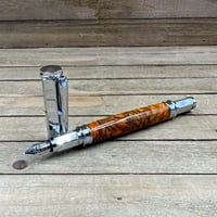 Image 8 of Handcrafted Orange Resin Pinecone Fountain Pen with Chrome Magnetic Cap