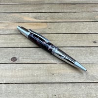 Image 7 of Click Pen in Chrome and Satin Chrome with Red, Black, White, and Gold Resin