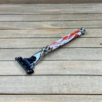 Image 9 of Handcrafted Mach III Razor Burnt Orange & White Acrylic Handle