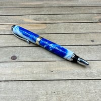 Image 10 of Handmade Sedona Style Rollerball Pen in Blue, White, and Yellow Resin