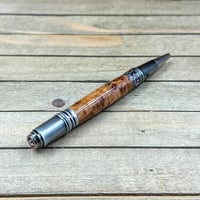 Image 8 of Handcrafted Cherry Burl Wood Pen: Antique Pewter Twist Ballpoint