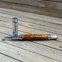 Image 9 of Handcrafted Orange Resin Pinecone Fountain Pen with Chrome Magnetic Cap