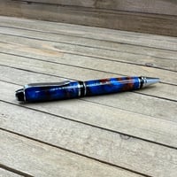 Image 9 of Handcrafted Red and Blue Resin Cigar Style Ballpoint Pen