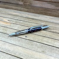 Image 8 of Click Pen in Chrome and Satin Chrome with Red, Black, White, and Gold Resin