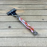 Image 10 of Handcrafted Mach III Razor Burnt Orange & White Acrylic Handle