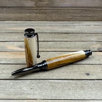 Image 1 of Handmade Redbud Wood Rollerball Pen in Dark Gunmetal