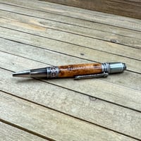Image 9 of Handcrafted Cherry Burl Wood Pen: Antique Pewter Twist Ballpoint