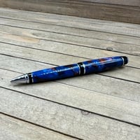 Image 10 of Handcrafted Red and Blue Resin Cigar Style Ballpoint Pen