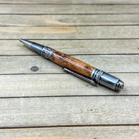 Image 10 of Handcrafted Cherry Burl Wood Pen: Antique Pewter Twist Ballpoint