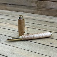 Image 10 of Handcrafted Curly Maple Rollerball Pen with Gold Accents