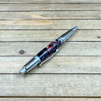 Image 10 of Click Pen in Chrome and Satin Chrome with Red, Black, White, and Gold Resin