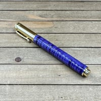 Image 2 of Handcrafted Purple Curly Maple Rollerball Pen in Gold