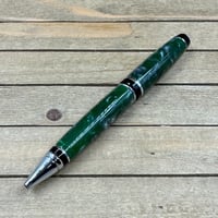 Image 3 of Handcrafted Green Swirl Acrylic Twist Pen, Chrome Hardware