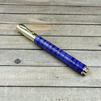 Image 3 of Handcrafted Purple Curly Maple Rollerball Pen in Gold