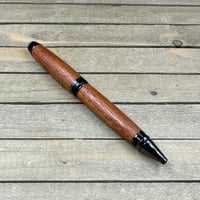 Image 3 of Sapele Mahogany Ballpoint Cigar Style Pen in Gunmetal
