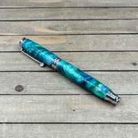 Image 2 of St. Croix Turquoise Fountain Pen: Chrome Virage Style, Medium-Fine Nib