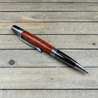Image 1 of Exotic Bloodwood Ballpoint Pen with Christian Fish Filigree Embellishment 