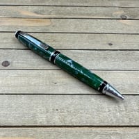 Image 5 of Handcrafted Green Swirl Acrylic Twist Pen, Chrome Hardware