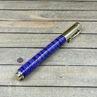 Image 5 of Handcrafted Purple Curly Maple Rollerball Pen in Gold