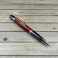 Image 2 of Exotic Bloodwood Ballpoint Pen with Christian Fish Filigree Embellishment 