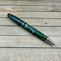 Image 6 of Handcrafted Green Swirl Acrylic Twist Pen, Chrome Hardware