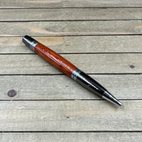 Image 3 of Exotic Bloodwood Ballpoint Pen with Christian Fish Filigree Embellishment 