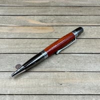 Image 4 of Exotic Bloodwood Ballpoint Pen with Christian Fish Filigree Embellishment 