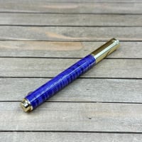 Image 7 of Handcrafted Purple Curly Maple Rollerball Pen in Gold