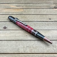 Image 7 of Art Deco Style Handcrafted Red Curly Maple Ballpoint Pen