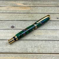 Image 6 of Dried Flowers in Green Resin Rollerball Pen