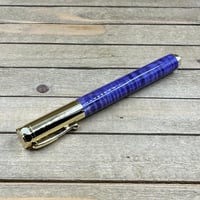 Image 8 of Handcrafted Purple Curly Maple Rollerball Pen in Gold