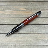 Image 5 of Exotic Bloodwood Ballpoint Pen with Christian Fish Filigree Embellishment 