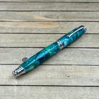 Image 6 of St. Croix Turquoise Fountain Pen: Chrome Virage Style, Medium-Fine Nib