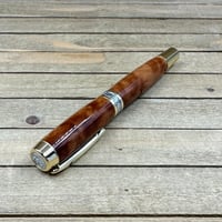 Image 9 of Large Gold Handmade Thuya Burl Rollerball Pen