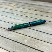 Image 9 of Handcrafted Green Swirl Acrylic Twist Pen, Chrome Hardware
