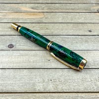 Image 8 of Dried Flowers in Green Resin Rollerball Pen