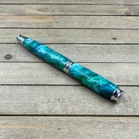 Image 8 of St. Croix Turquoise Fountain Pen: Chrome Virage Style, Medium-Fine Nib