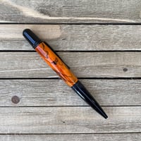 Image 1 of Orange Dyed Spalted Tamarind Ballpoint Pen in Black Chrome