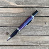 Image 2 of Wood Pioneer Style Pen Made with Red and Blue Dyed Plywood