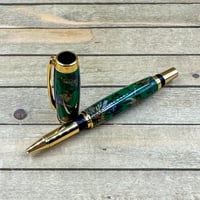 Image 10 of Dried Flowers in Green Resin Rollerball Pen