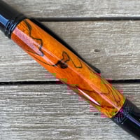 Image 3 of Orange Dyed Spalted Tamarind Ballpoint Pen in Black Chrome