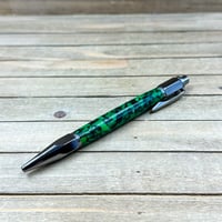 Image 1 of Handmade Dark Green Acrylic Vertex Style Clicker Pen in Gunmetal