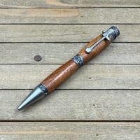 Image 1 of Handmade Mesquite Wood Cowboy Pen in Antique Pewter 