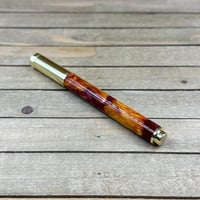 Image 4 of Handmade Magnetic Cap Rollerball Pen: Red & Gold Resin, Gold Hardware