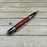 Image 9 of Exotic Bloodwood Ballpoint Pen with Christian Fish Filigree Embellishment 
