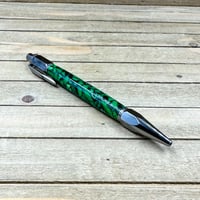 Image 2 of Handmade Dark Green Acrylic Vertex Style Clicker Pen in Gunmetal