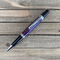 Image 3 of Wood Pioneer Style Pen Made with Red and Blue Dyed Plywood