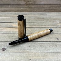 Image 1 of Handcrafted Black Locust Burl Rollerball Pen: Black Chrome Finish